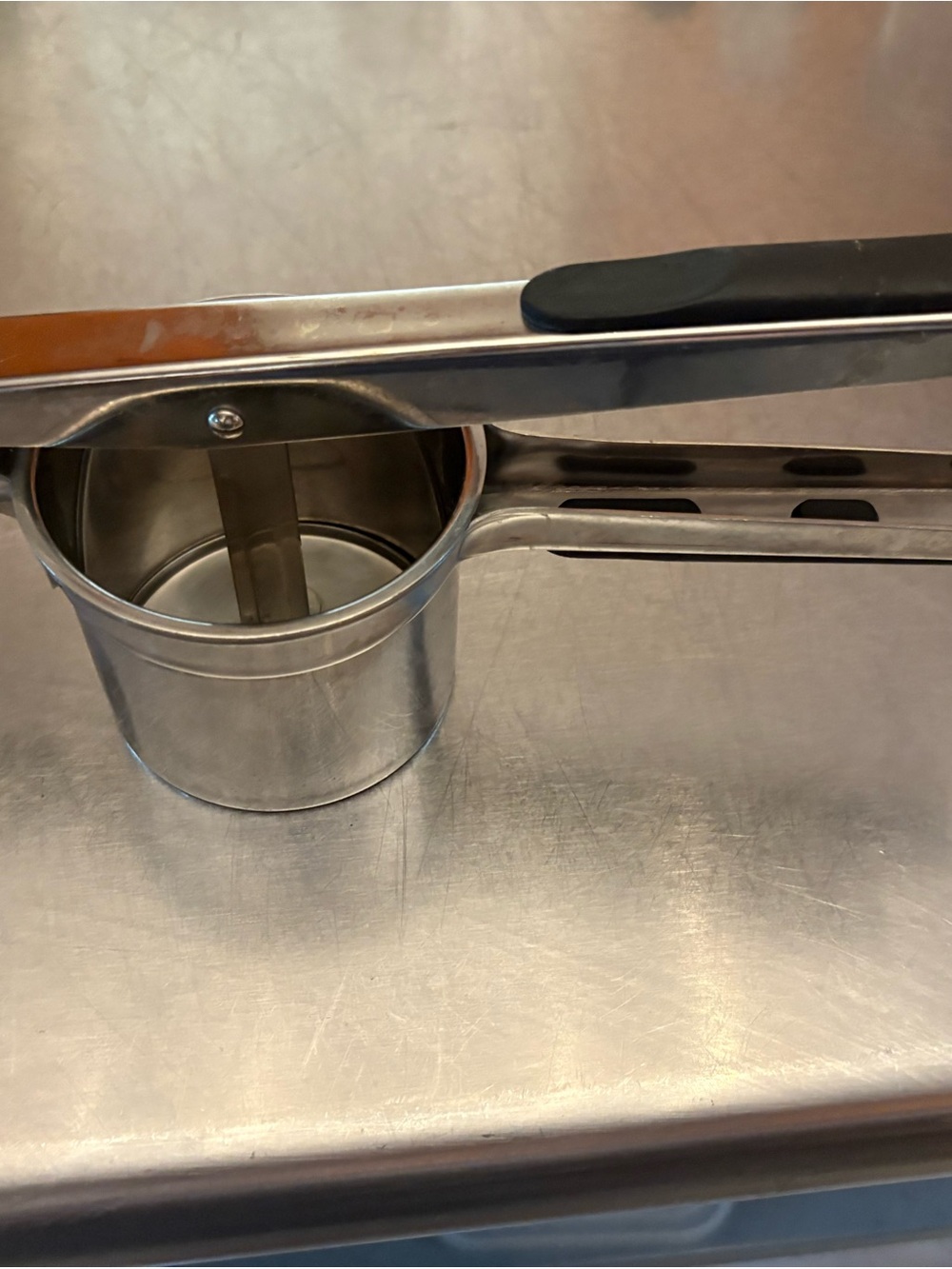 Oxo Stainless Steel Potato Ricer with Black Handle Grip
